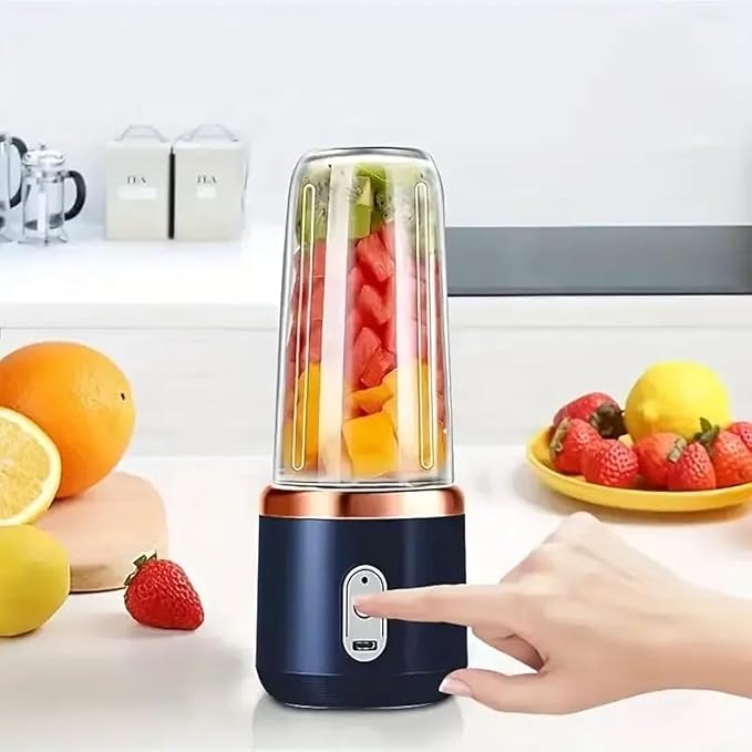 Portable USB Blender – 6 Blades, Rechargeable Smoothie Maker 🔵🥤