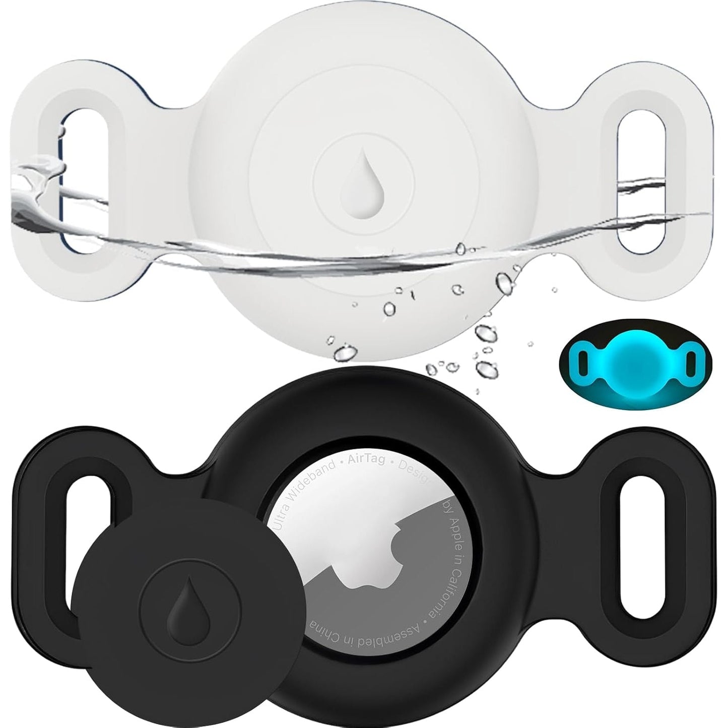 FOWSRHRG Waterproof Airtag Dog Collar Holder, Airtag Cases for Pet Cats Dog GPS Tracker,Silicone Airtag Holder (for Apple Airtag) Fitted 1 inch Collar (Airtag NOT incuded) - Medaid International