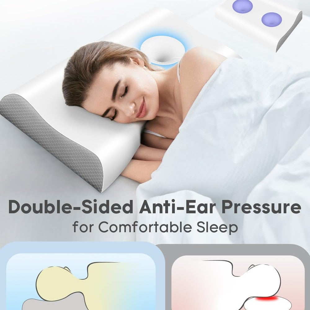 Cervical Pillow for Neck Pain Relief - Contour Pillow Memory Foam Pillows for Sleeping, Double Ear Relief Zones Neck Pillow, 6CM Enhanced Neck Support Cooling Bed Pillow for All Sleep Positions - Medaid International