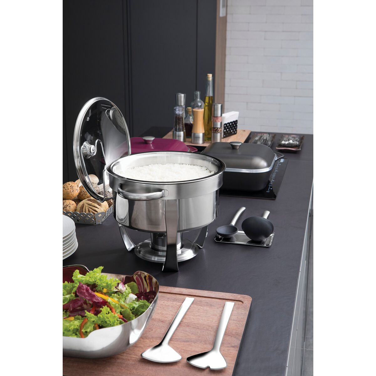 Tramontina Quadrata stainless steel salad set with high-gloss finish 3 pieces