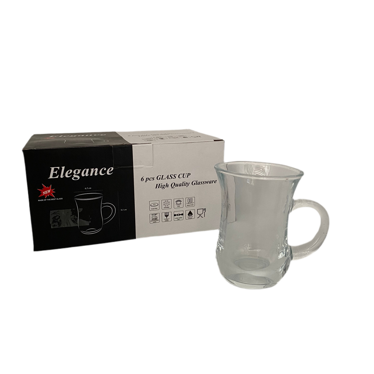 Phoenix, 6 Pcs Transparent Glass Tea Cup Set