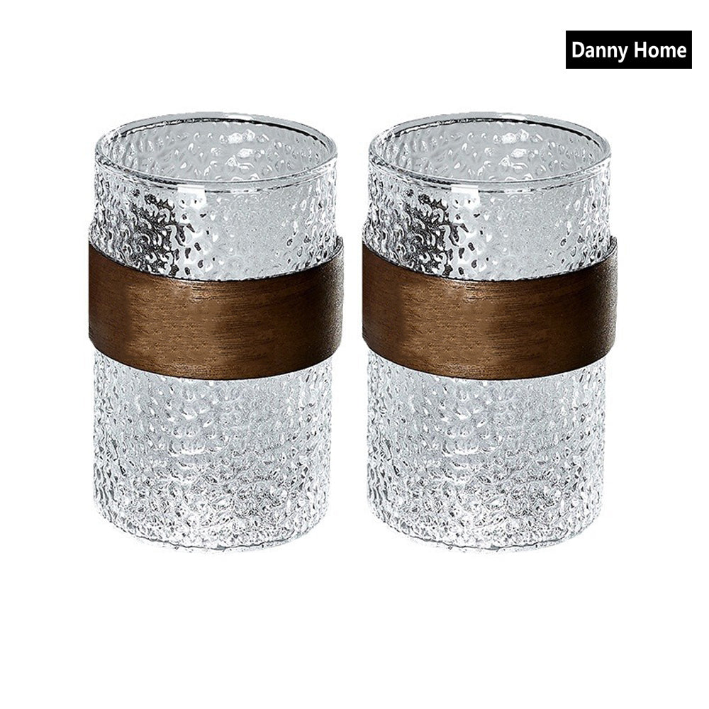 Danny Home 2-Pcs Whisky Glasses Wood Handle Set 310ml