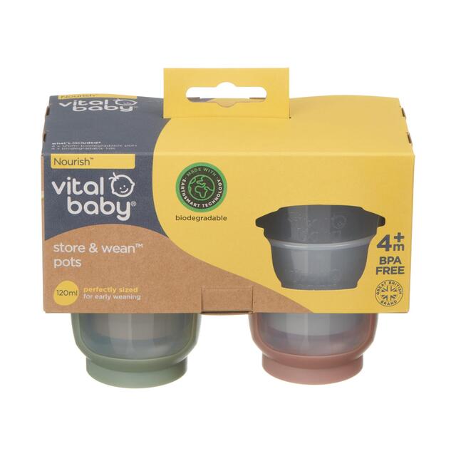 Vital Baby Store & Wean Pots 120ml 4 Pack Leak-Proof