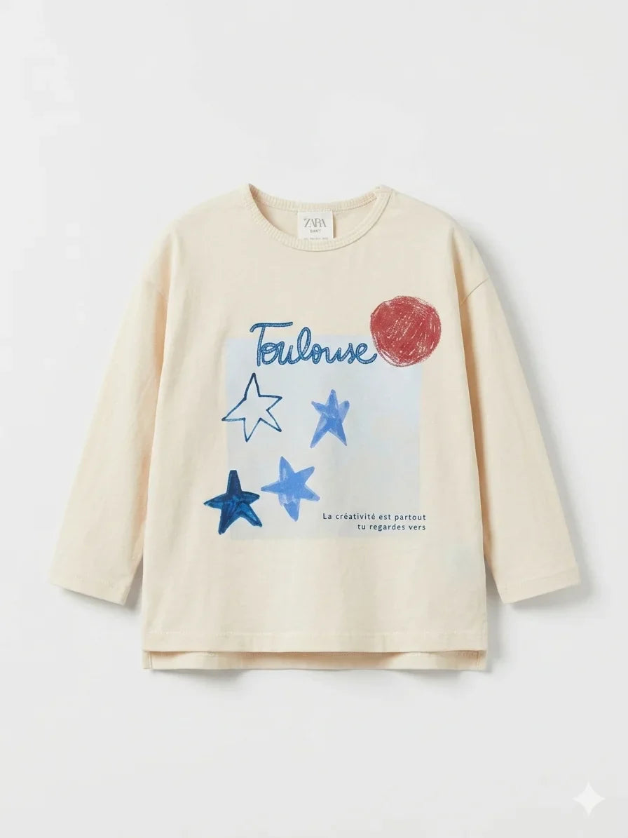 Zara Boy's Beige Printed Blouse| Zara In Lebanon