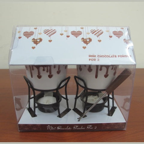 Stone Ware Chocolate Fondue Set for 2