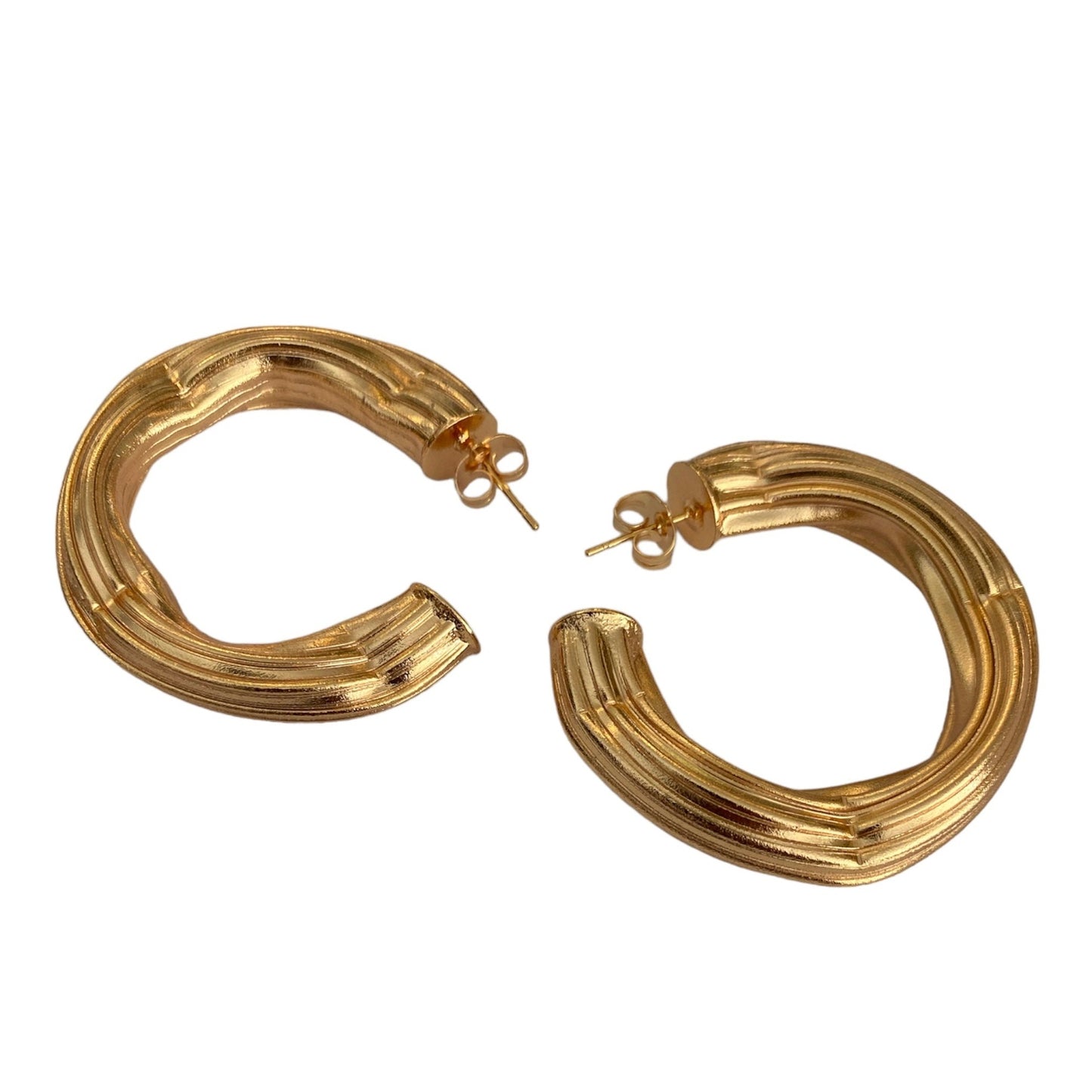 Curved gold earrings accessory #4024 - Medaid International