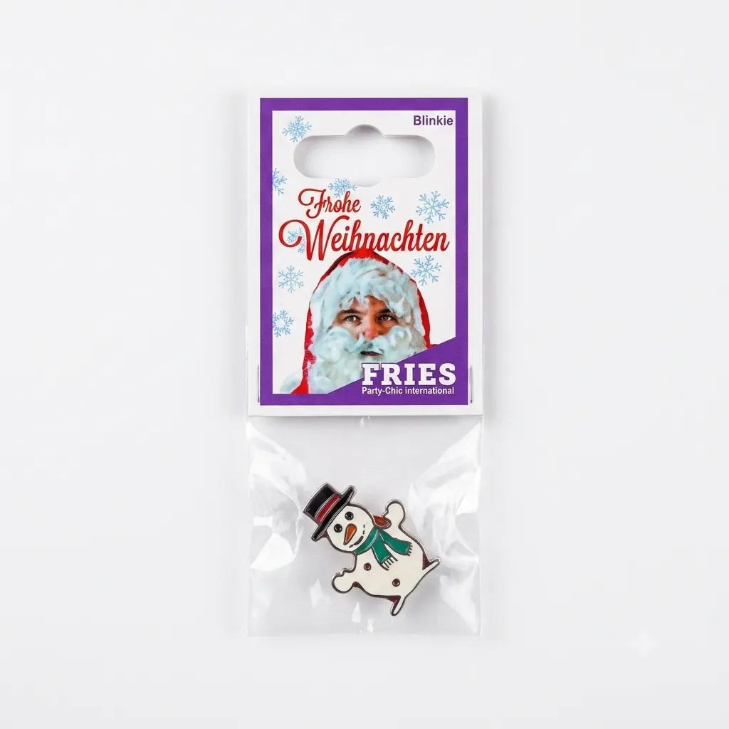 Fries Christmas Snowman Blinkie LED Pin | Fries In Lebanon