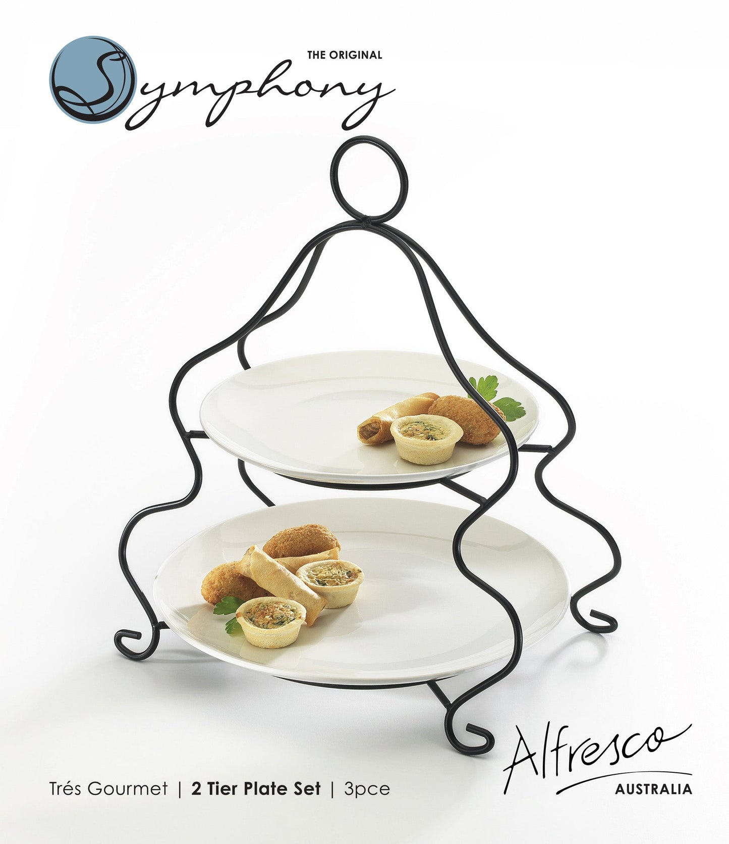 symphony tres gourmet 2 tier plates 3pcs set