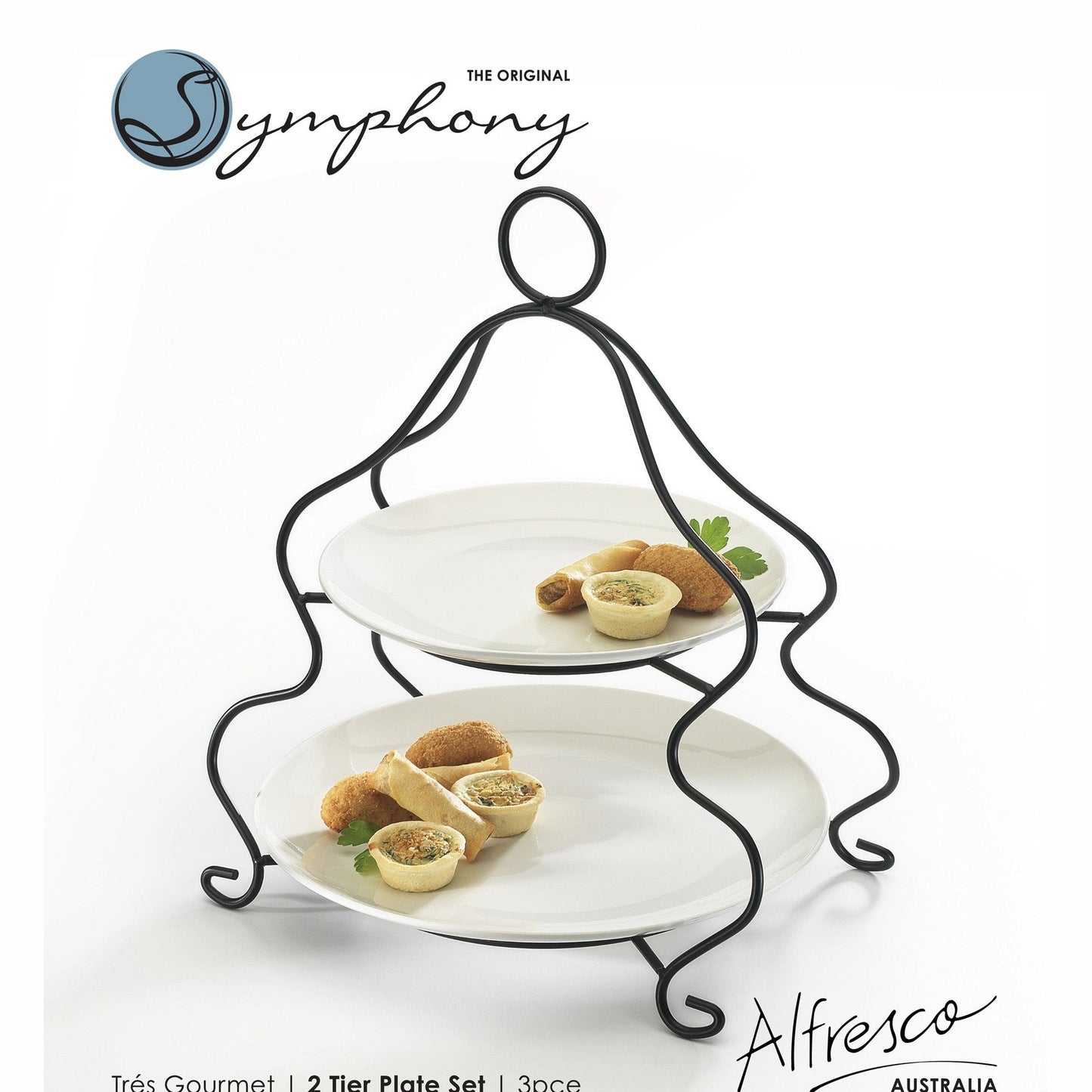 symphony tres gourmet 2 tier plates 3pcs set