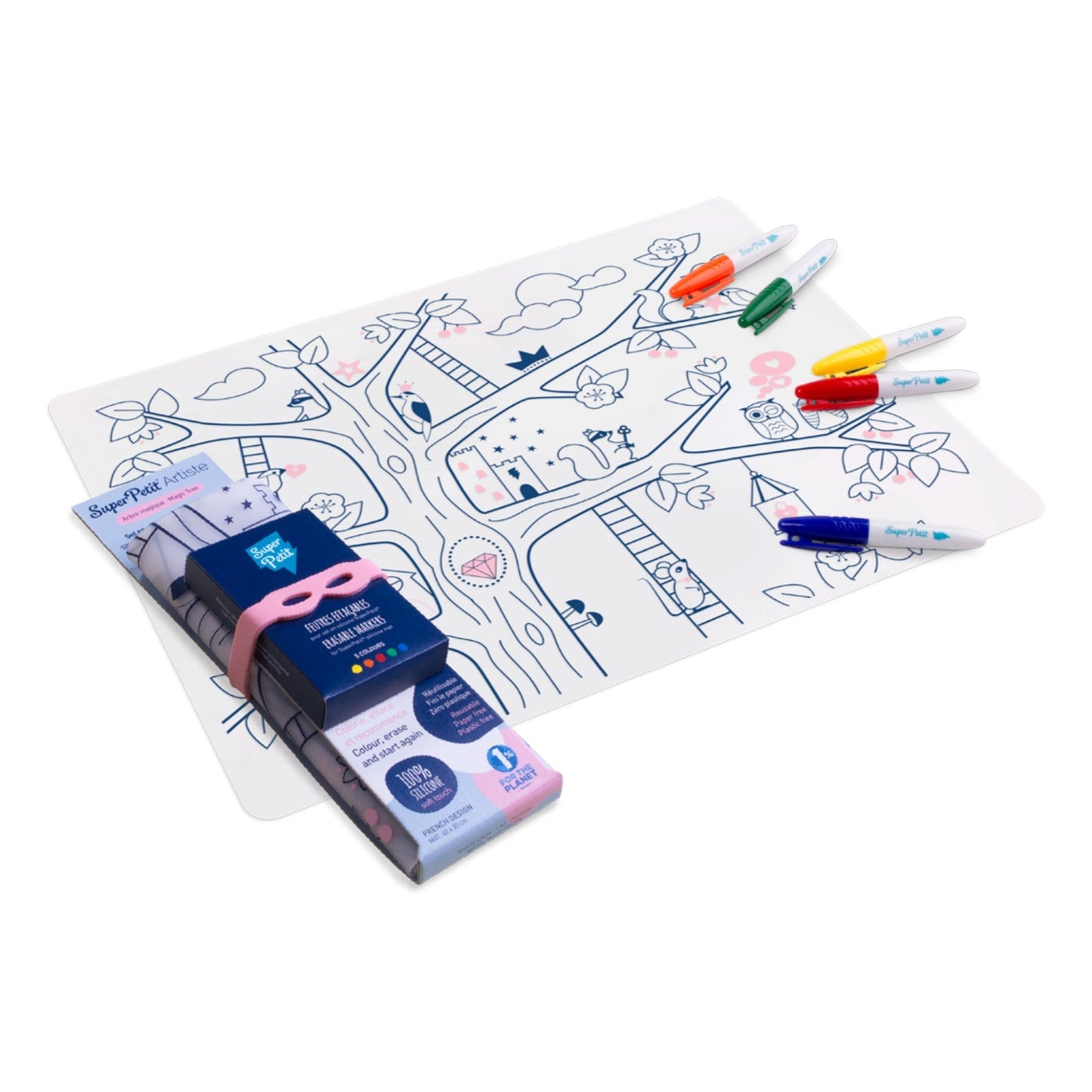 Coloring PlaceMat + 5 Erasable Markers - Magic Tree - Medaid International