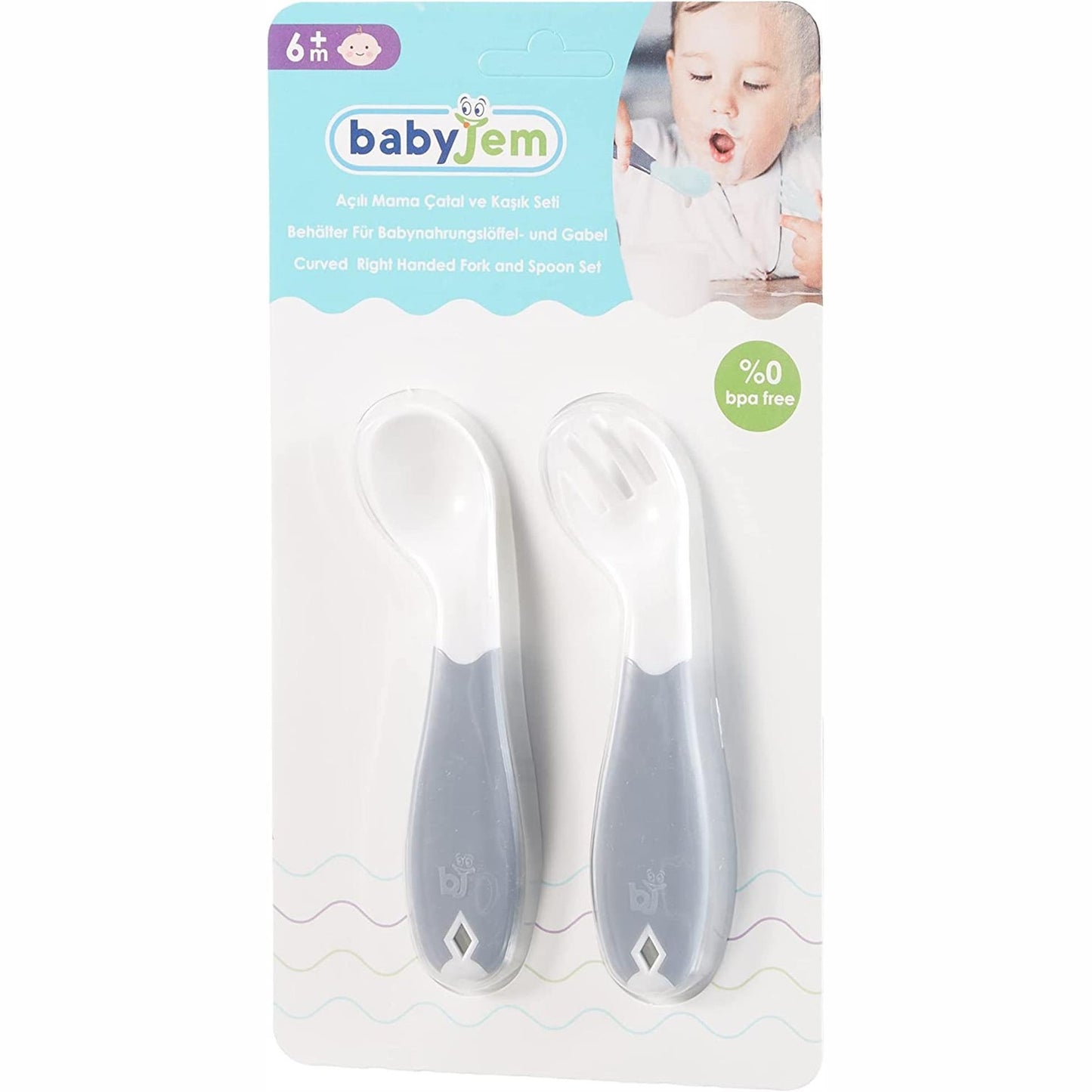 Babyjem Curved Right Handed Fork and Spoon Set