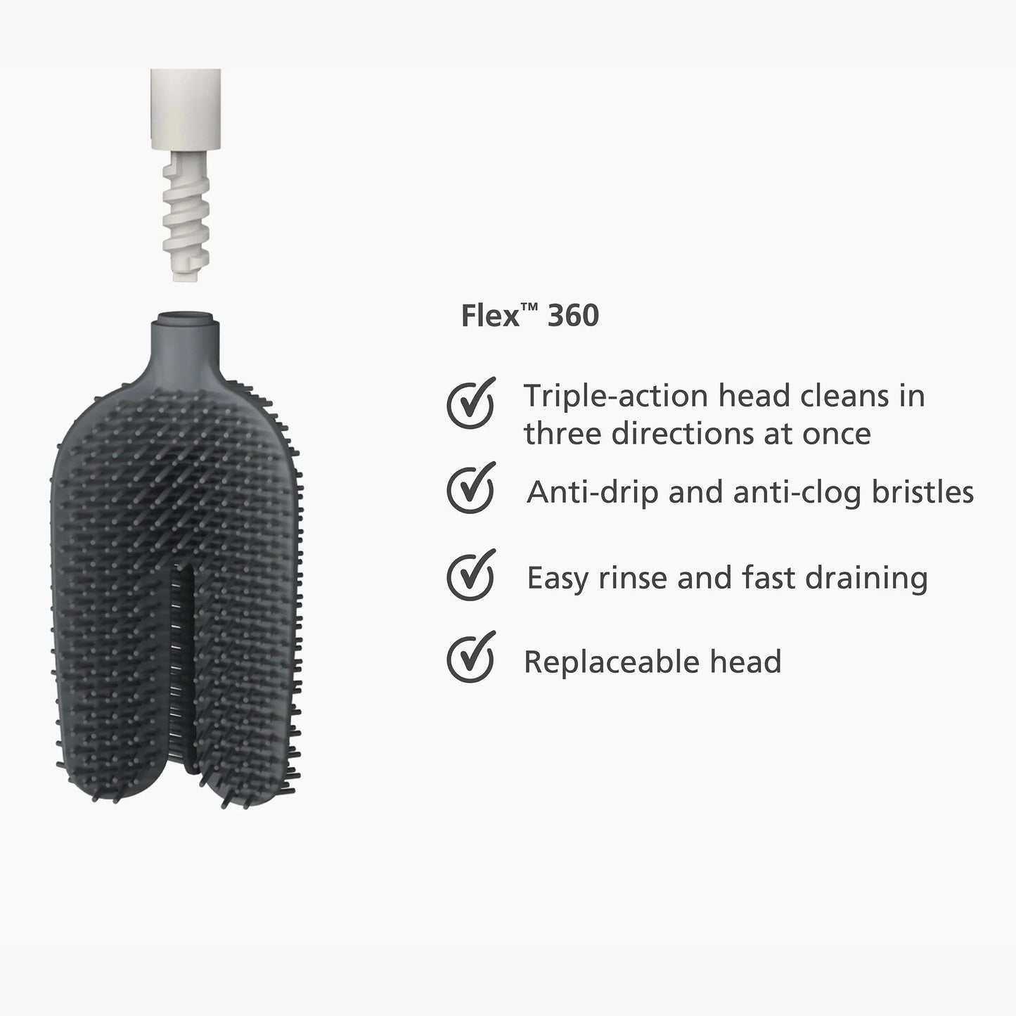 Joseph Joseph Flex™ 360 Matt Black Toilet Brush