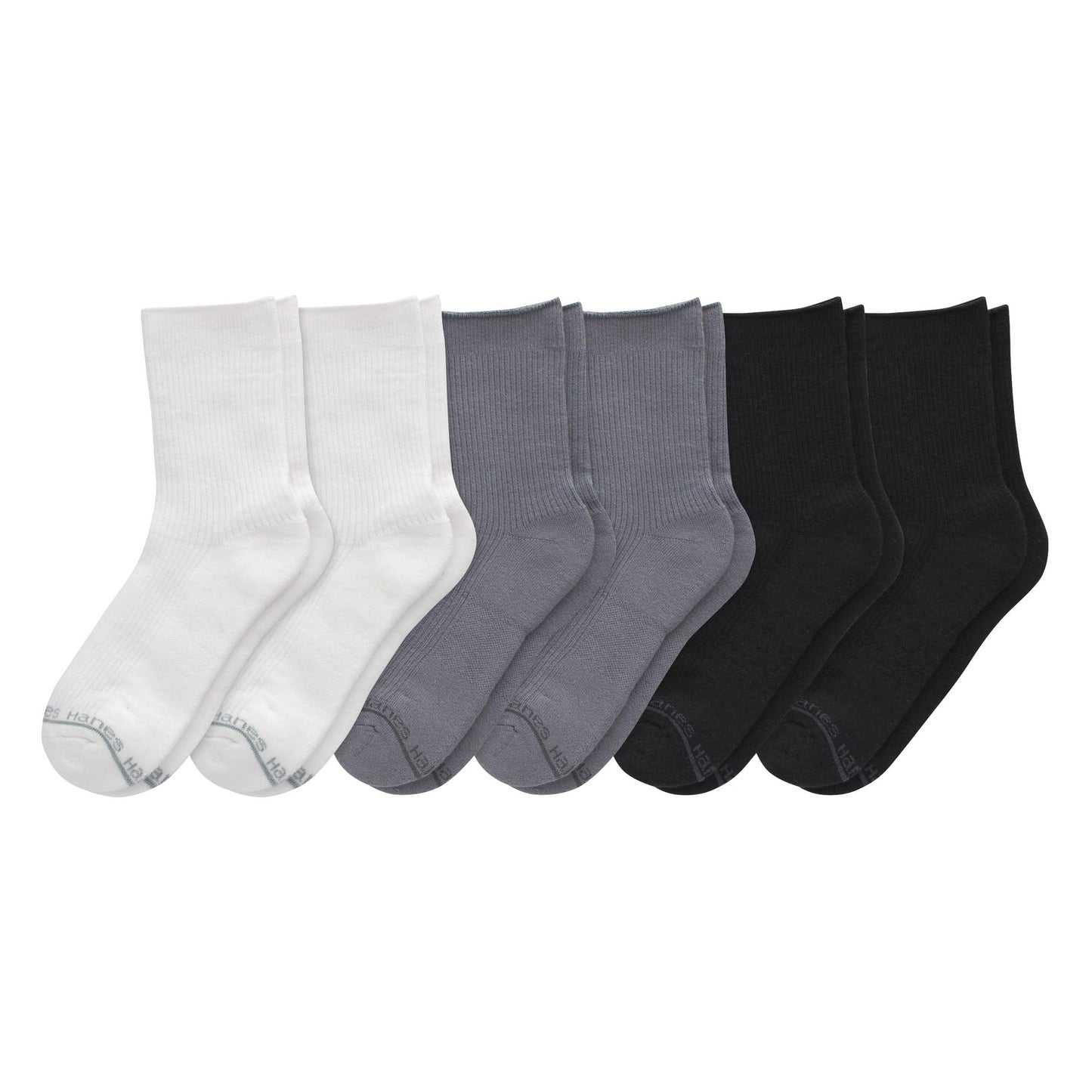 Hanes Women's Originals SuperSoft Mid Crew Socks, Half-Cushioned Socks for Women, 6-Pairs - Medaid International