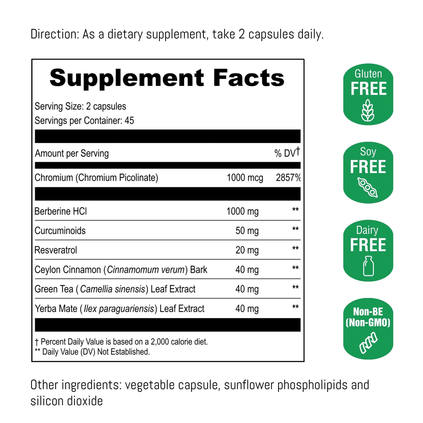 UpNourish Liposomal Berberine Supplement - Advanced Berberine HCl 1000mg Plus Ceylon Cinnamon, Chromium Picolinate, Curcuminoids, Resveratrol, Green Tea and Yerba Mate - 90 Vegan Capsules - Medaid International