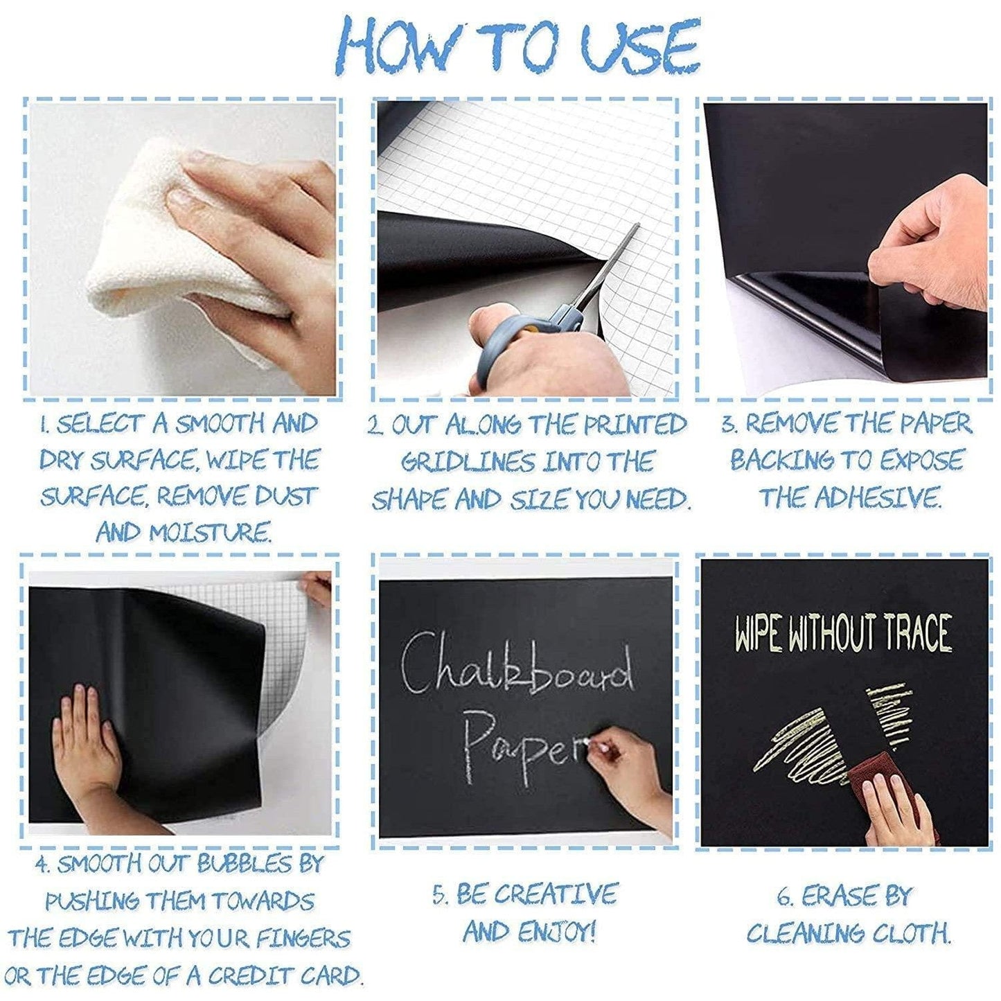 Blackboard Wall Sticker with 5 Free chalks (طبشور)