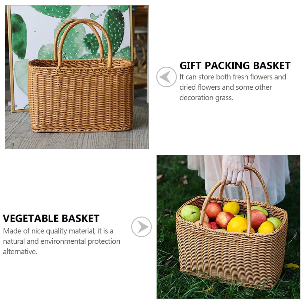 TERRIFI African Market Basket Large Oval Plastic Basket with Handle Grocery Bag Shopping Bag