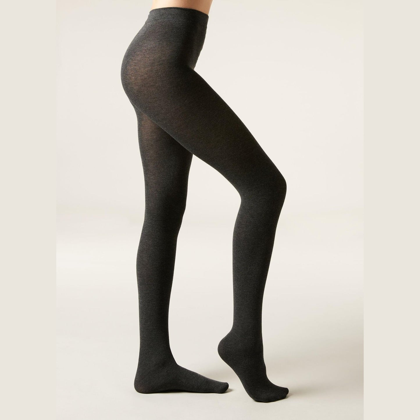 CALZEDONIA Woman's Soft Modal and Cashmere Blend Tights in Grey, Size M - Medaid International