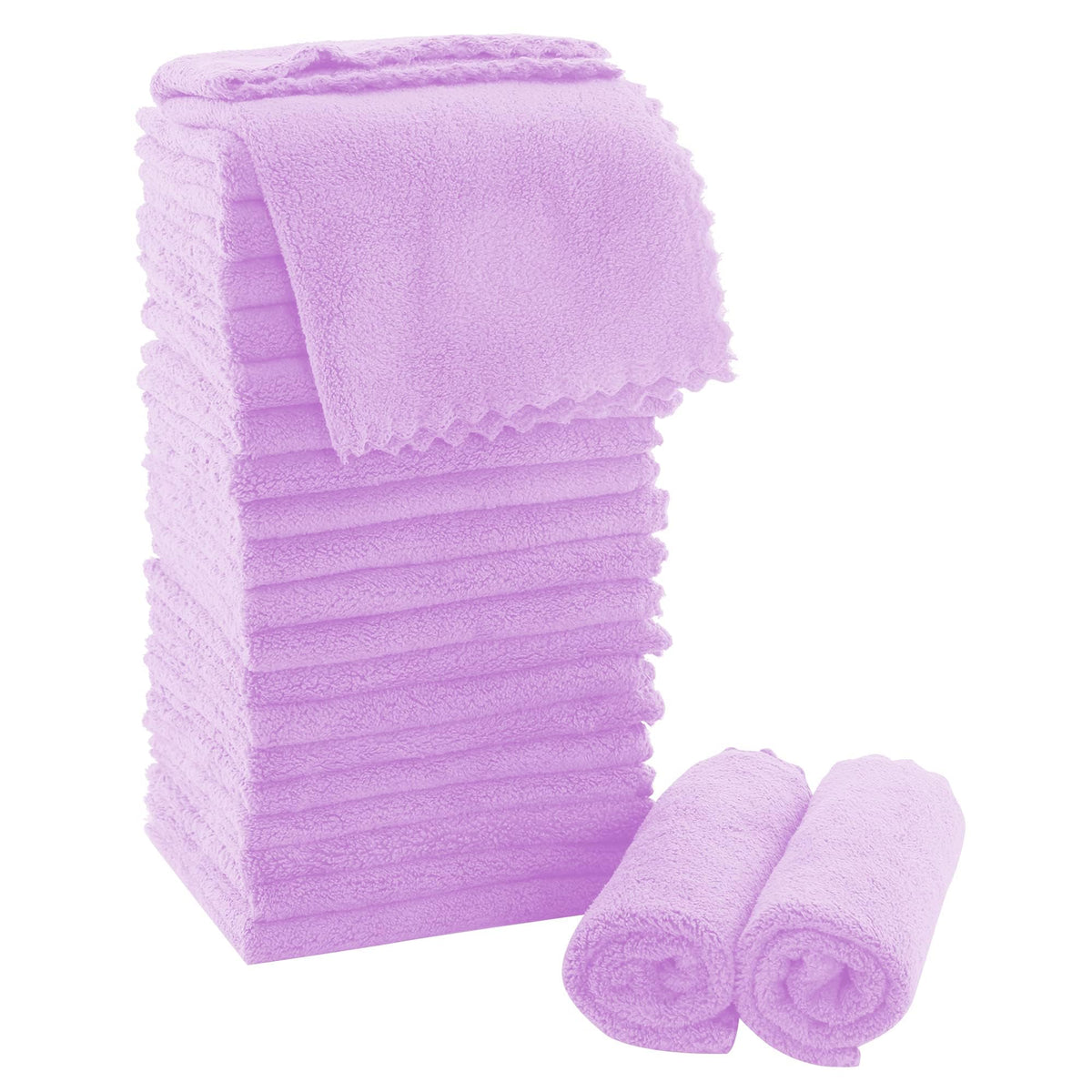 KASTWAVE Ultra Soft Premium Washcloths Set - 12 x 12 inches - 24 Pack - Quick Drying - Highly Absorbent Coral Velvet Bathroom (Khaki, 12 x 12 Inch)