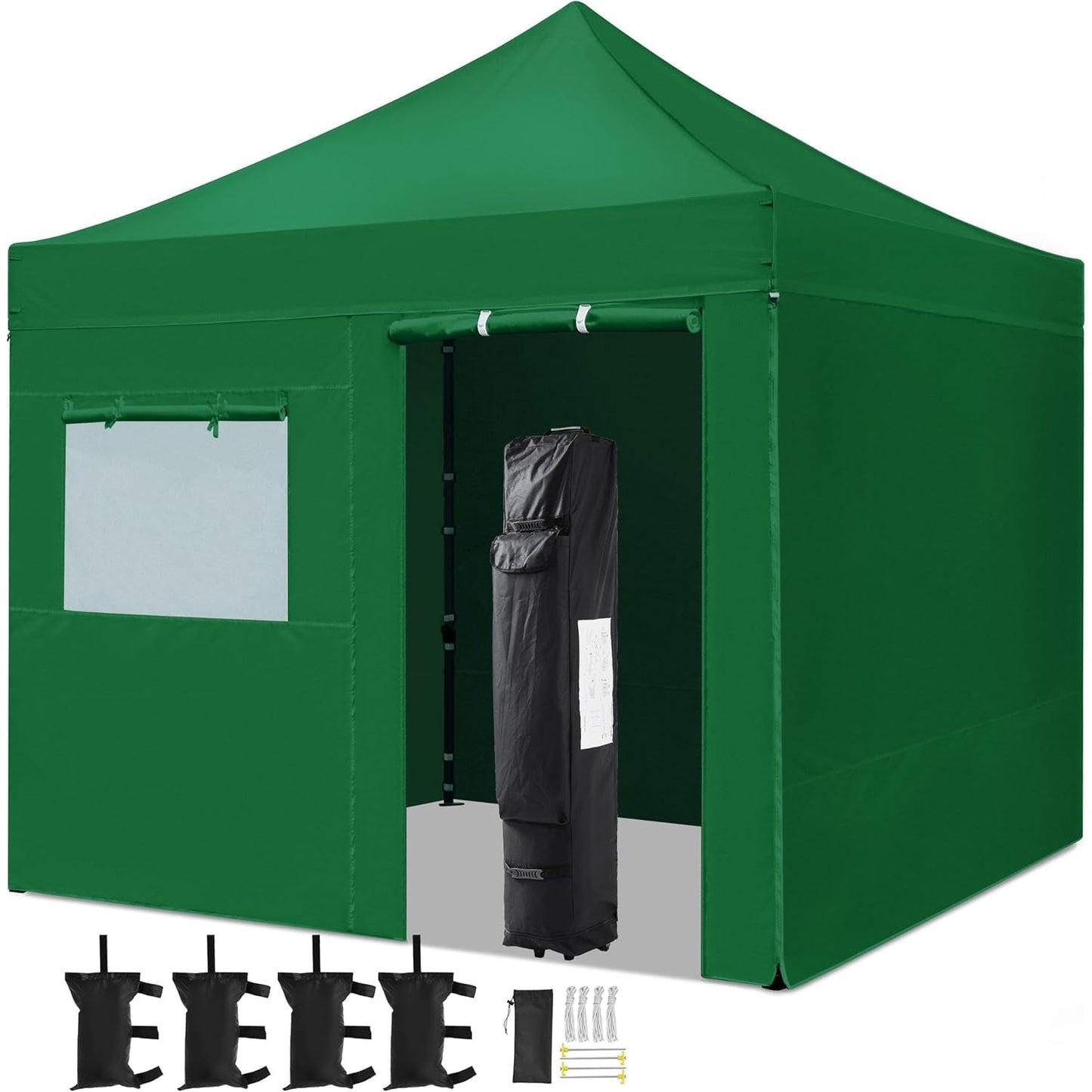 Yaheetech 10x10 Pop Up Commercial Canopy Tent with 4 Removable Sidewalls, Sandbags, Stakes & Ropes, Waterproof Instant Canopies for Wedding Party Commercial Event Pavilion, Black - Medaid International