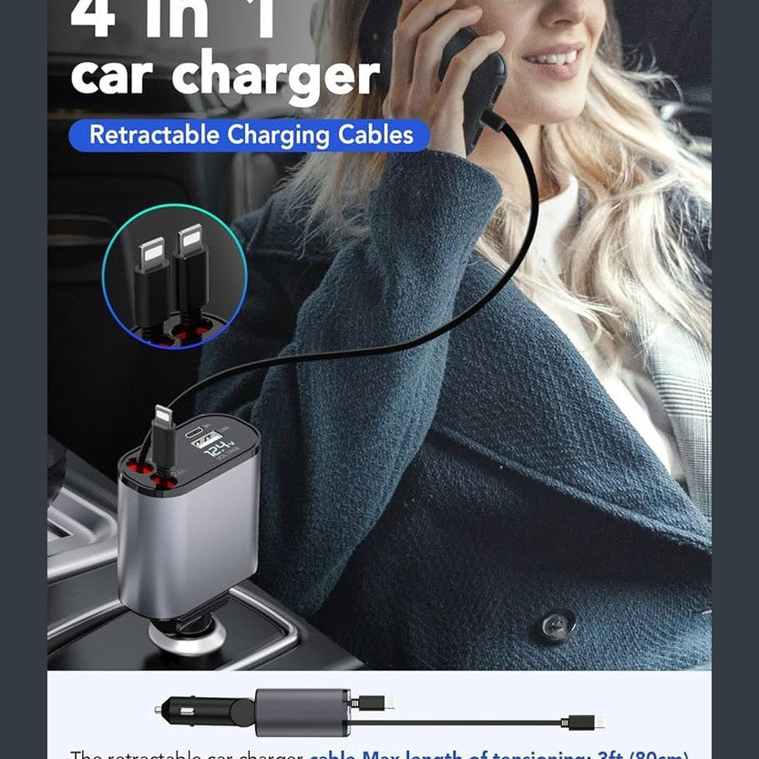 Retractable 4-in-1 Car Charger