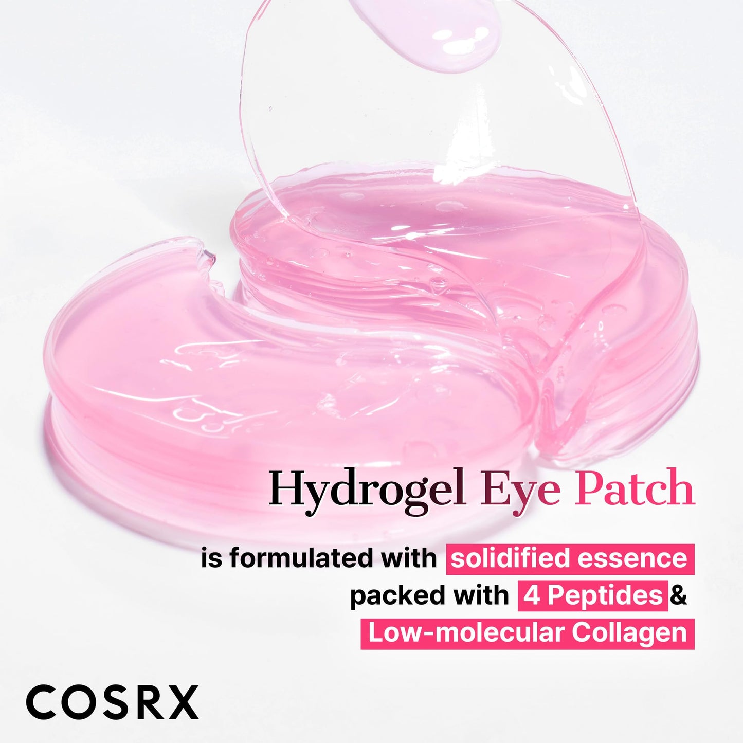 COSRX Pink Peptides Collagen Hydrogel Eye Patch for Puffy Eyes and Dark Circles, Under Eye Mask, 60 Under Eye Patches, Korean Skin Care, Stocking stuffers for women - Medaid International