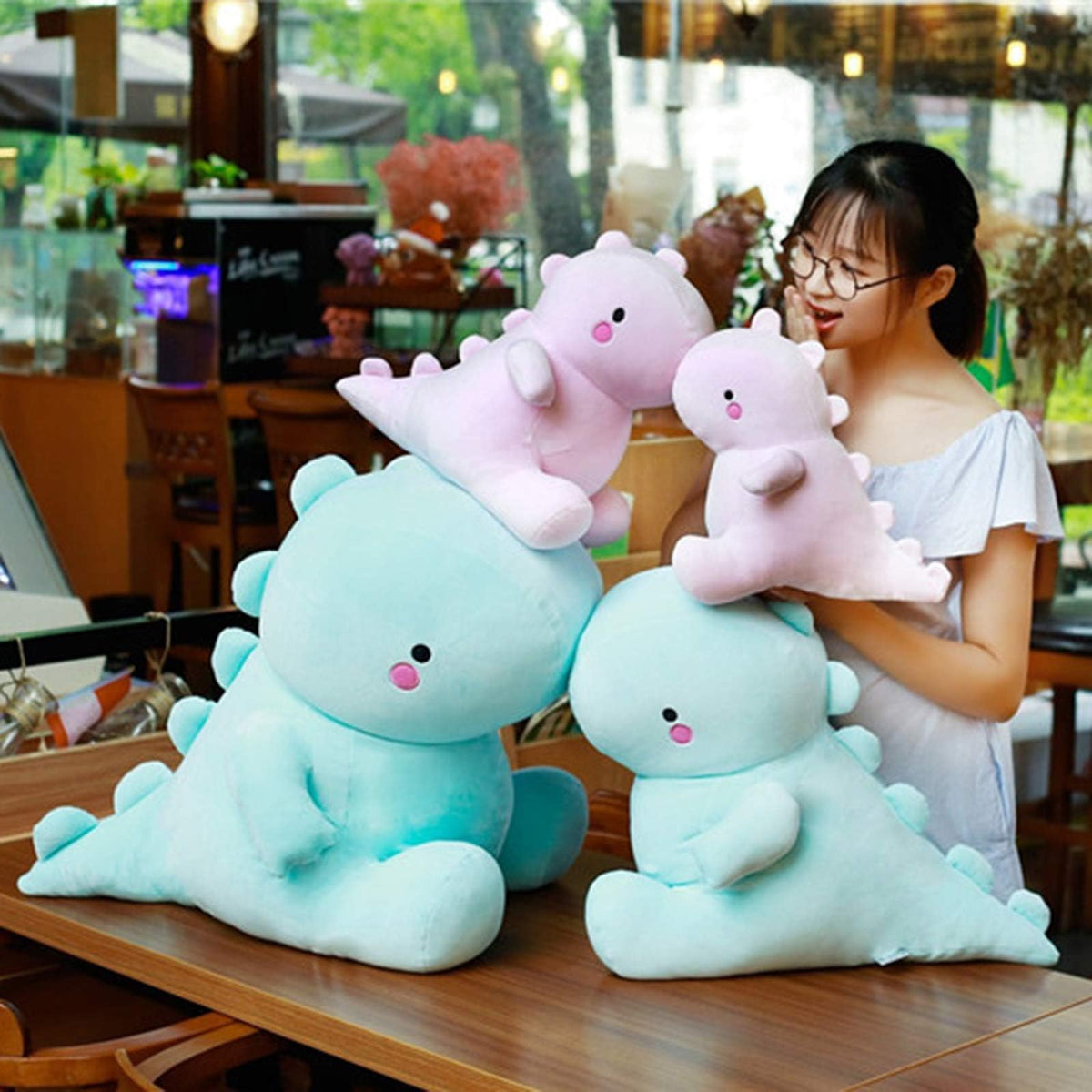 KASTWAVE Soft Pink Dinosaur Plush Toy, 20-Inch Stuffed Animal, Cute Dino Plushie for Kids, Girls' and Boys' Birthday Gift, Cuddly Dinosaur Doll