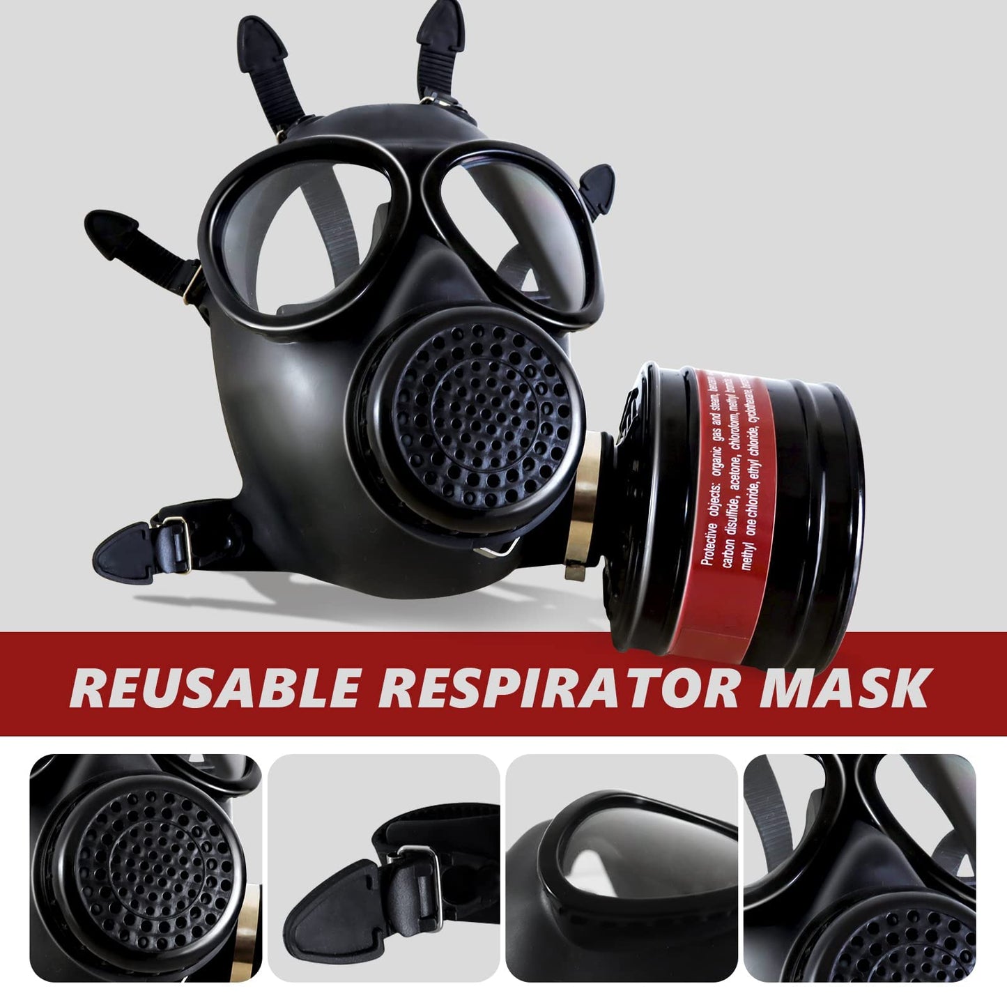 Lamanis Half Face Respirator, Reusable Chemical Respirator with 8 Pieces Cotton Filters, Drawing and Gas Goggles