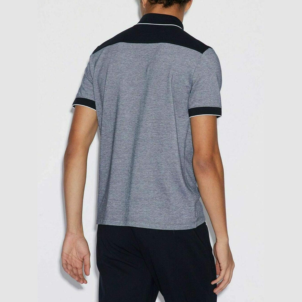 A|X ARMANI EXCHANGE mens With Stripes Polo Shirt, Navy, XX-Large US - Medaid International