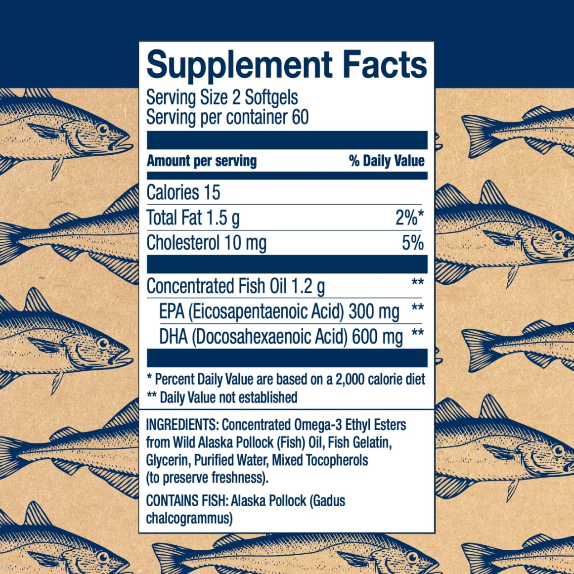 Wiley's Finest Wild Alaskan Fish Oil Peak DHA - 900mg EPA and DHA Omega-3s - 120 Softgels (60 Servings) - Medaid International