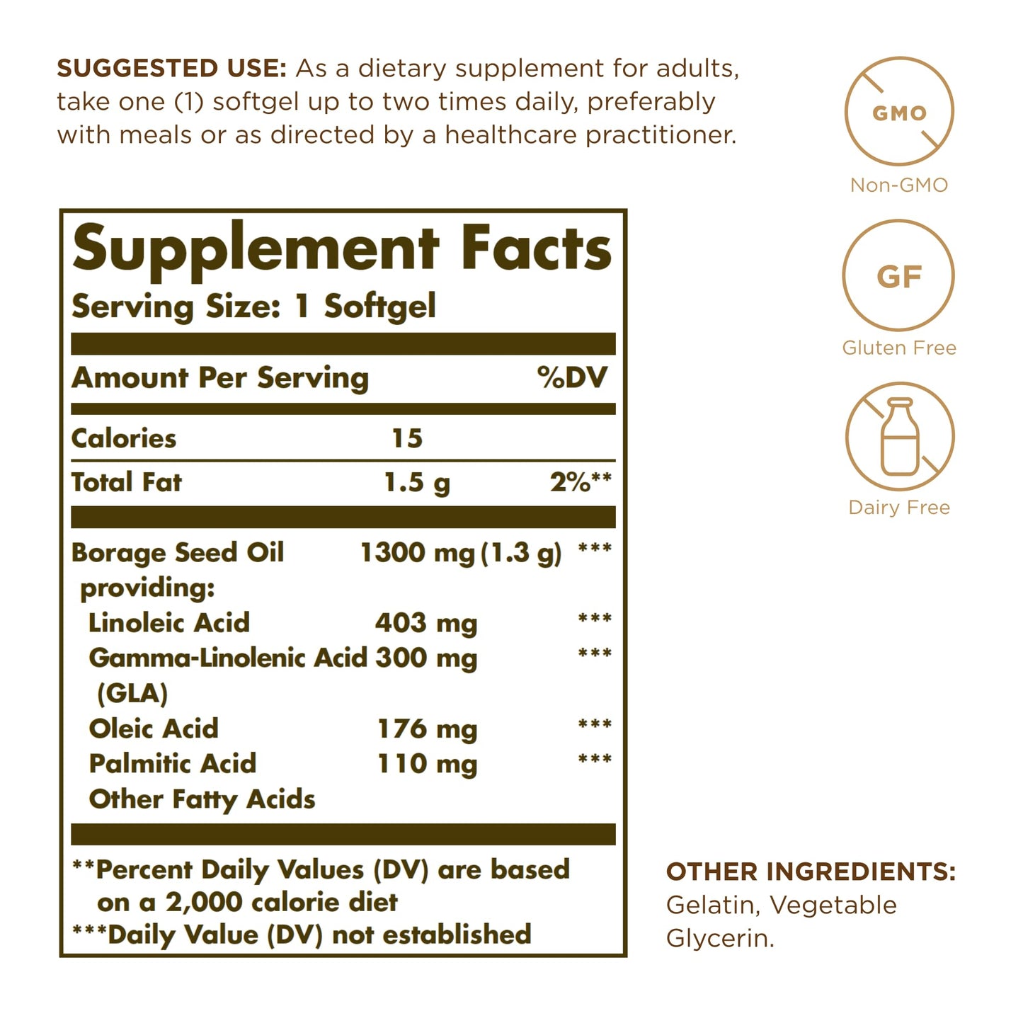 Solgar Super GLA 300 mg - 60 Softgels - Cold-Pressed Borage Oil for Women’s Health - Non-GMO, Gluten Free, Dairy Free - 60 Servings - Medaid International