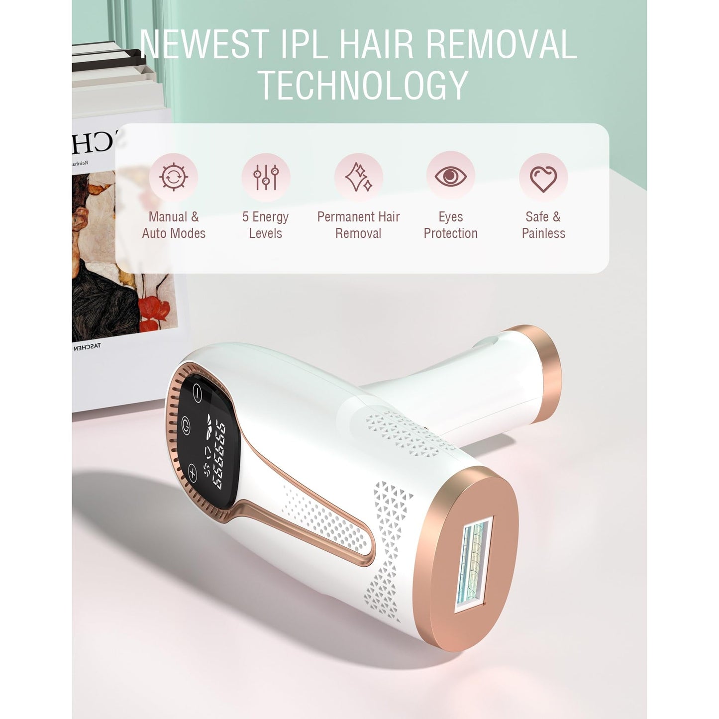 Hair Removal Device Laser Hair Removal for Women and Men IPL Hair Removal At-Home 999,999 Flashes Painless Hair Remover on Armpits Back Legs Arms Face Bikini Line-1 - Medaid International