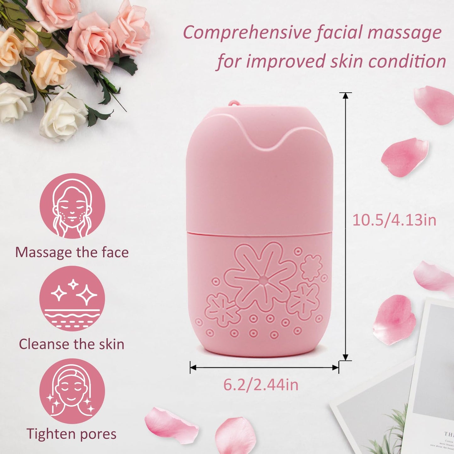 EKIND Silicone Ice Roller for Face and Eye Refillable Facial Massager Beauty Skin Care Tool Mold (Pink) - Medaid International