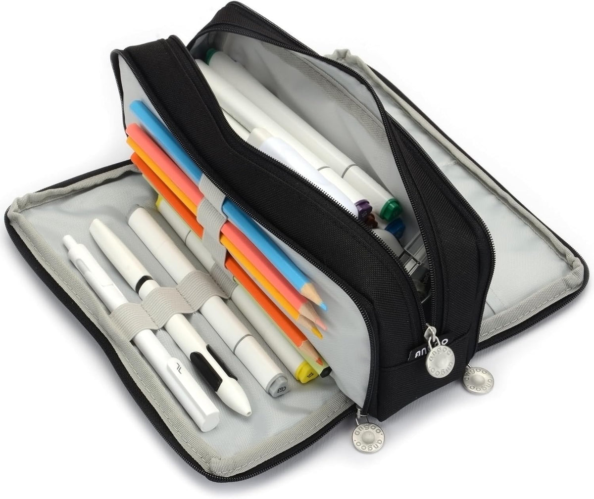 KASTWAVE Large Capacity Pencil Case - Sturdy Multifunctional Pen Bag, Aesthetic Office Stationery Organizer with Simple Design (Black)