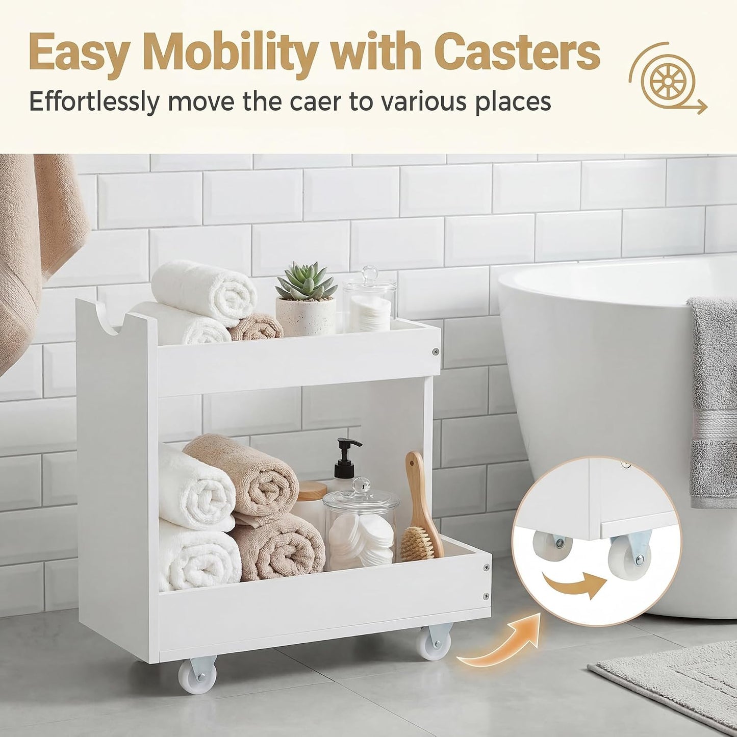 Bathroom Side Cabinet with Wheels