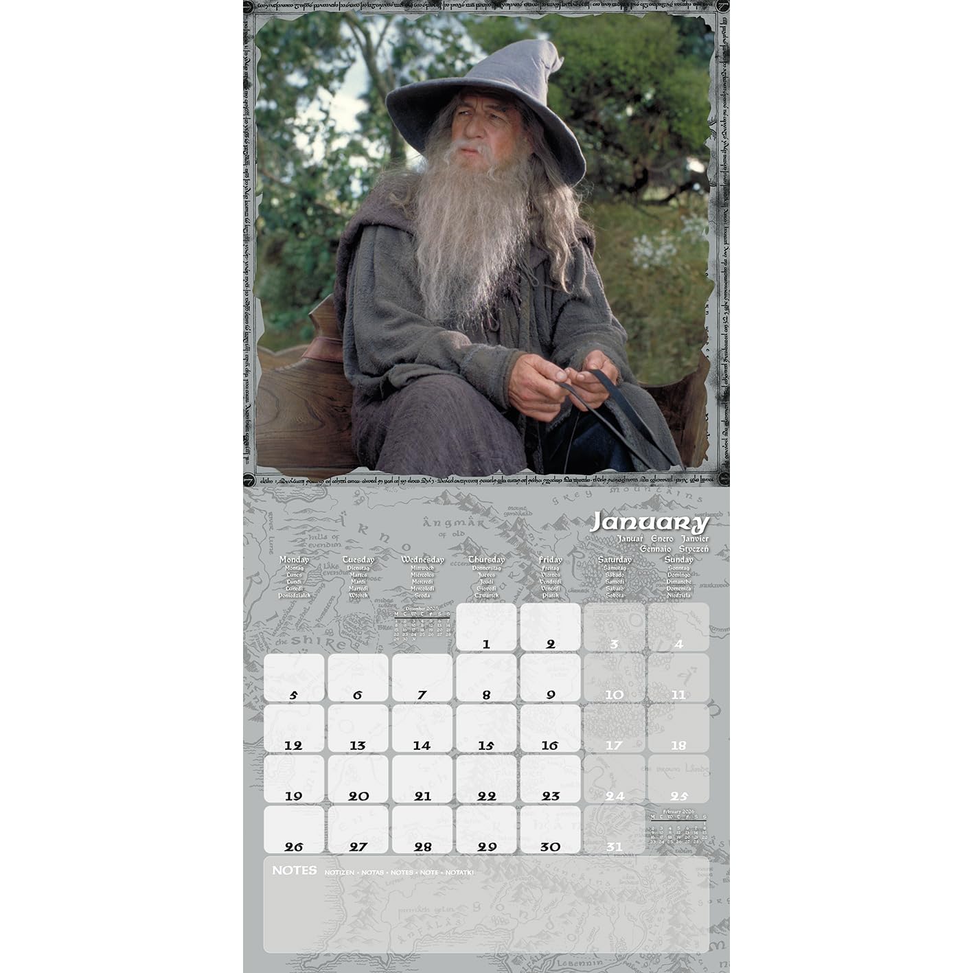 Pyramid International LORD OF THE RINGS (LOTR) 2026 Square Wall Calendar β Official 16-Month Middle-earth Calendar with Epic Movie Imagery β Gift for Fantasy Fans & Tolkien Collectors - Medaid International