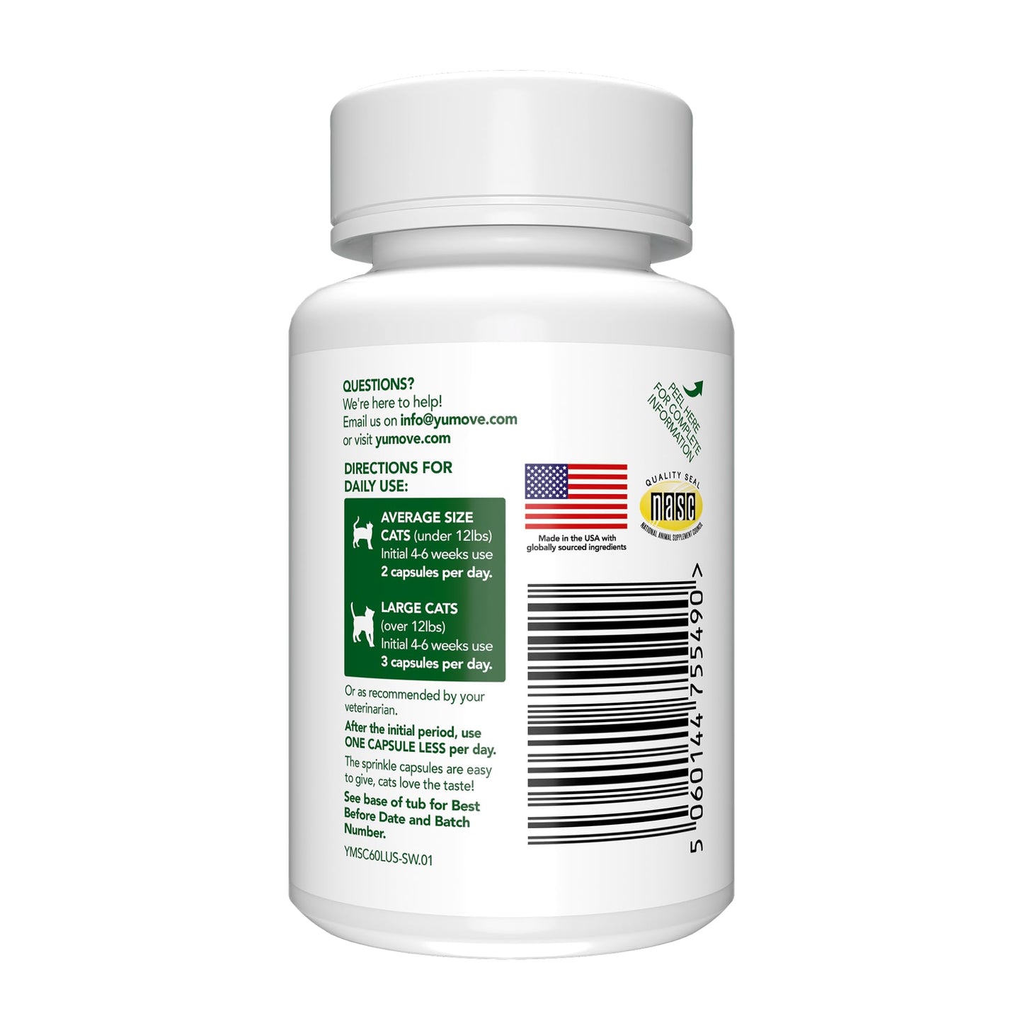 YuMOVE Cat Joint Supplement with Glucosamine,Chondroitin, Omega 3, Hyaluronic Acid, & Green Lipped Mussel - Joint Support Supplement - for Senior Cats 60 Capsules