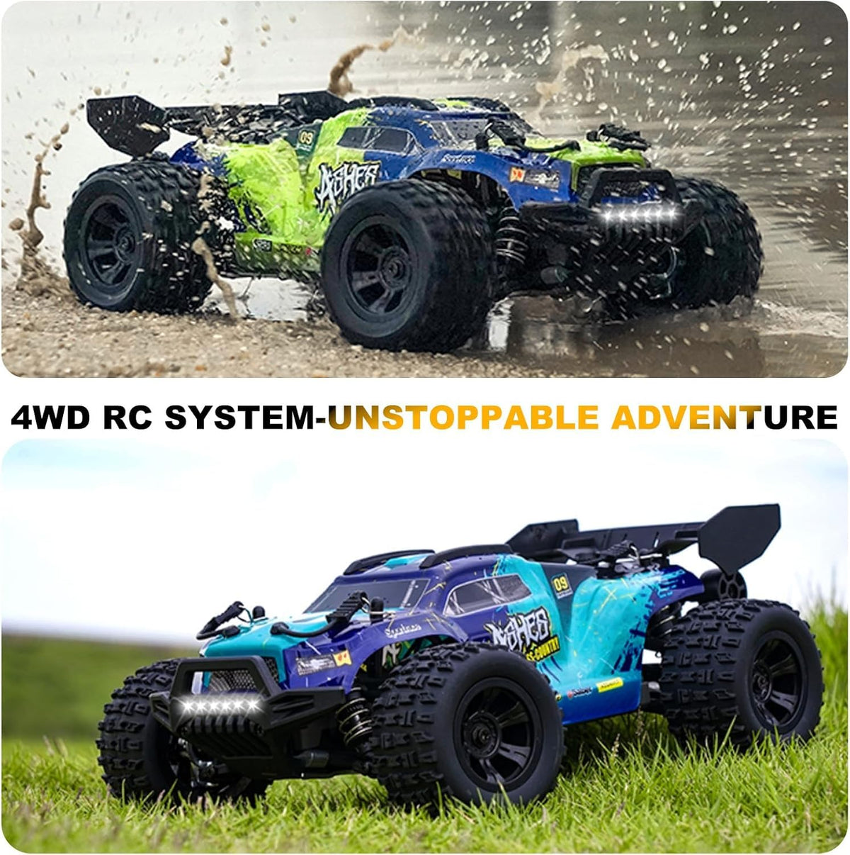 4WD High-Speed RC Car 1:18, KASTWAVE 70 KM/H Off-Road Remote Control Truck, All Terrain Electric Vehicle, Rechargeable Battery, 2.4GHz Anti-Interference, Gift for Teens Adults