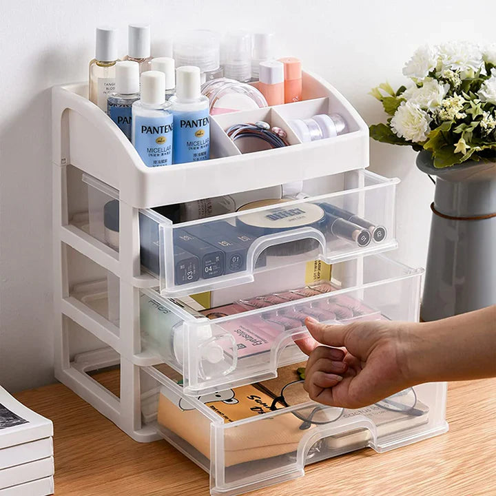 3 Layer Multipurpose Plastic Storage Drawer Box organizer for Kitchen tools, Office, Stationary, Jewellery, Make up, Cosmetics