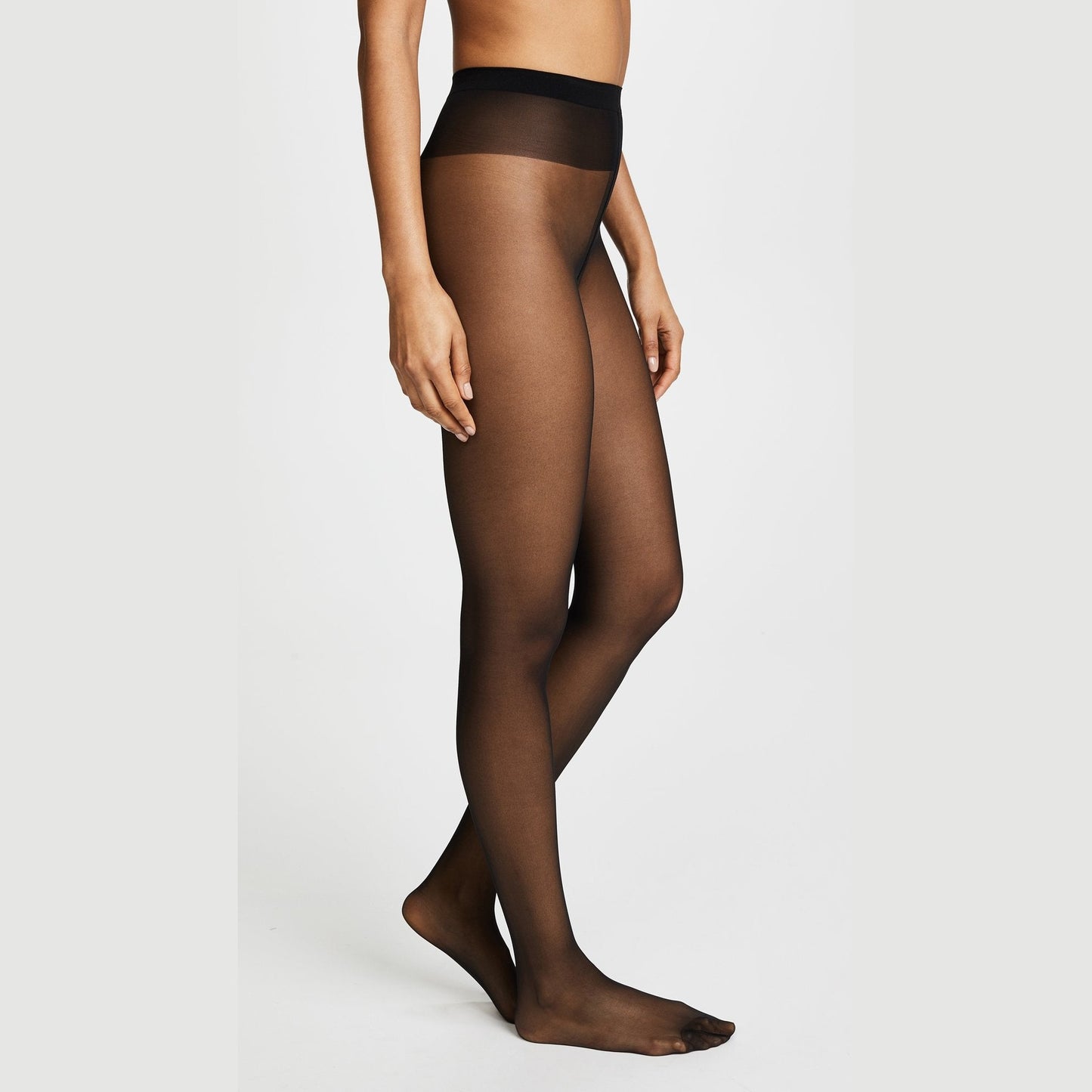 Wolford Individual 10 Tights For Women Sheer Shaping Pantyhose Reinforced Panty Shadow Toe Soft Waistband for All-Day Comfort Black Black X-Small - Medaid International