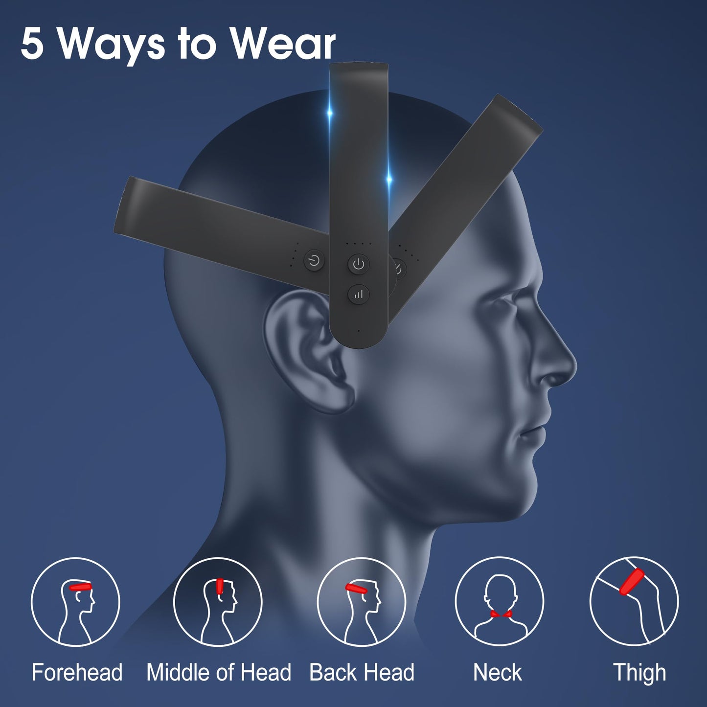 Master Massage Upgraded H2 Electric Scalp Massager for Head Massage with Heating, for Stronger, Thicker, Hair- 10 Vibrating Contacts, Phototherapy, for Deep Relaxation, Stress Relief-(Black) - Medaid International