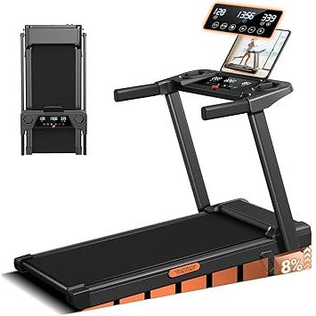 Incline Treadmill with Handle for Home and Office, Foldable Treadmills with 265 Lbs Weight Capacity, 2.5HP Quiet Walking Pad Treadmill, Three LED Screen Display