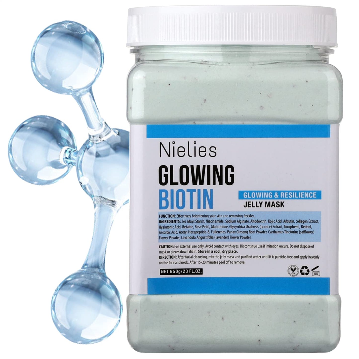 Nielies Glowing Biotin Peel-Off Jelly Mask Set, Jelly Mask For Facials, Face Mask For Instant Hydration, Vegan Peel Off Face Mask, Facial Skin Care Product Peel Off For Moisturizing, Glowing - Medaid International
