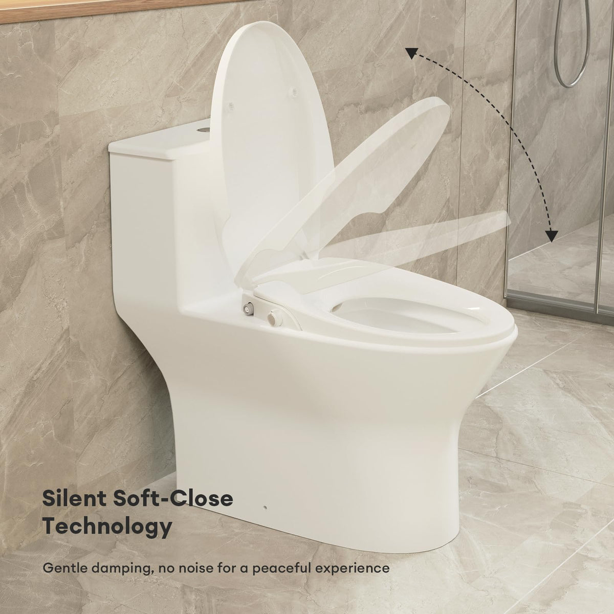 JOMOO Non-electric Bidet Toilet Seat, Personal Hygiene Adjustable Spray Volume Bidet Seat for Elongated Toilets, Dual Nozzle Toilet Seat Attachment with Slow-close Seat & Lid