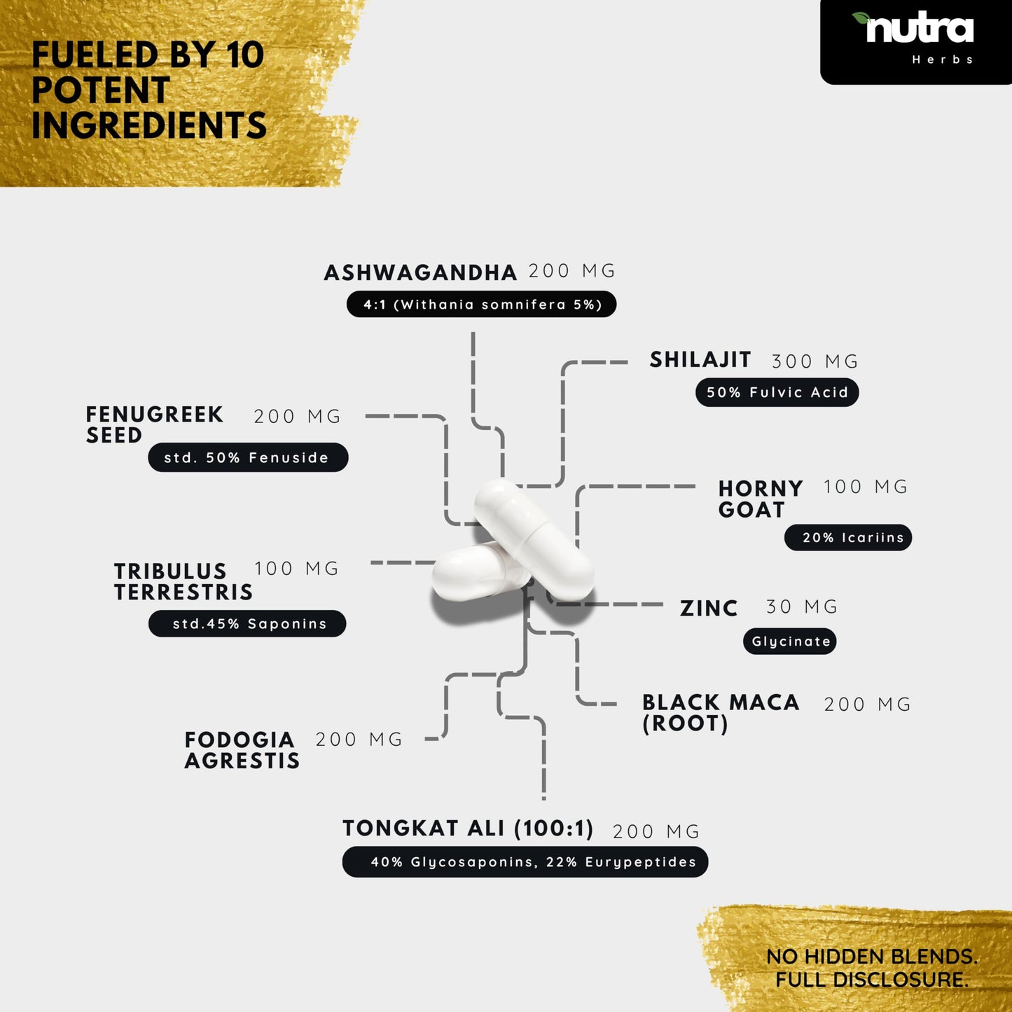 NutraHerds - Men’s Vitality & Testosterone Support | Tongkat Ali + Fadogia Agrestis + Ashwagandha + Shilajit & More | Energy • Stamina • Focus | 2 Capsule Daily | Vegan • Non-GMO • 3rd-Party Tested - Medaid International