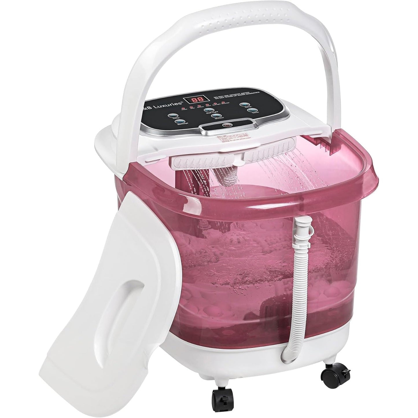 H&B Luxuries Foot Spa Massager with Heat for Stress Relief, Feet Bath with Motorized Rollers and Shower, Temperature Control, Timer and LCD Display, Ideal for Wife Mother Mom Father Husband, Black - Medaid International