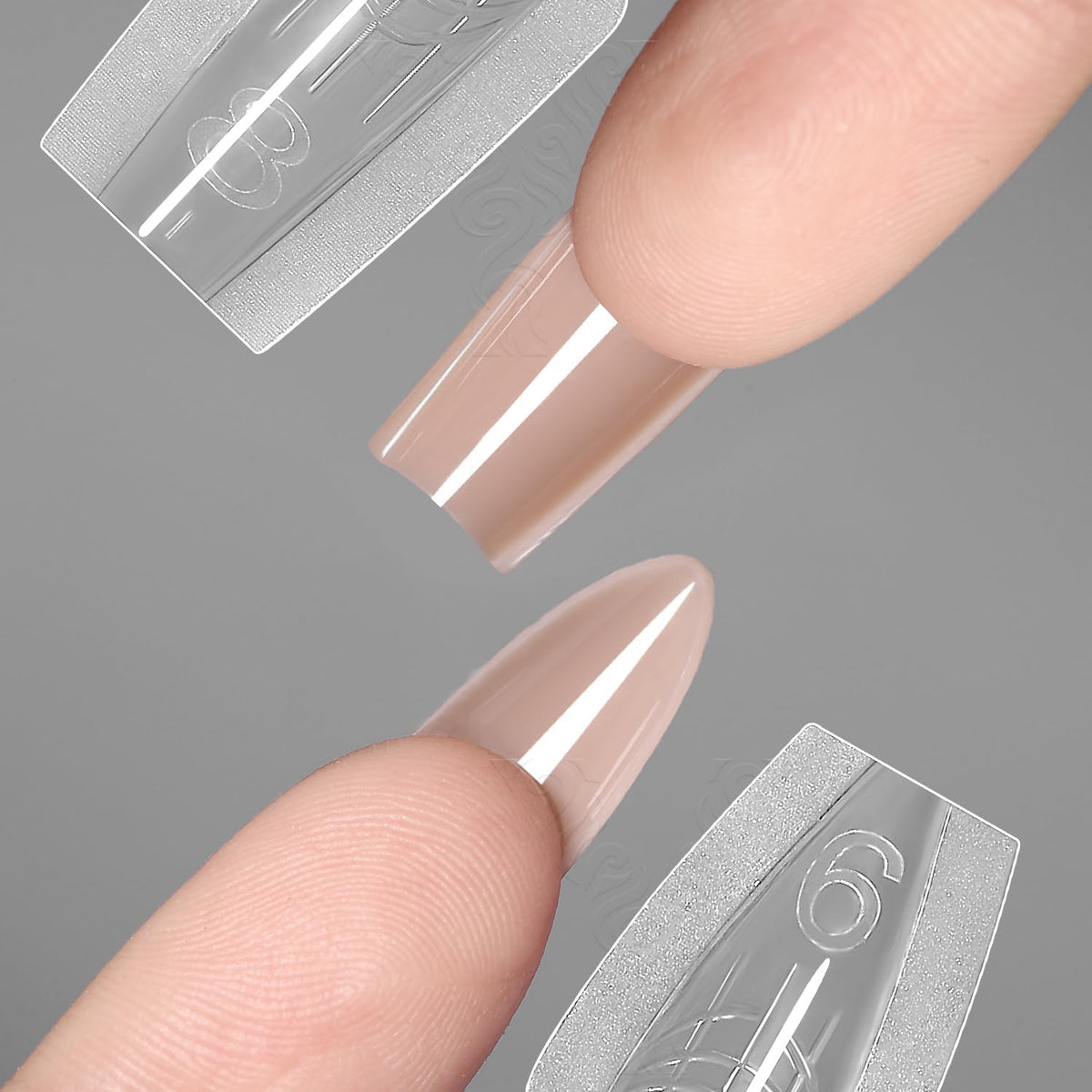 TERRIFI 240 PCS Square Sandwich Nails Dual Forms with Box, 15 Sizes Top and Bottom Nail Molds for Quick Extension, Reusable Short Square Dual Forms with Scale Lines for Salon DIY Nail Art