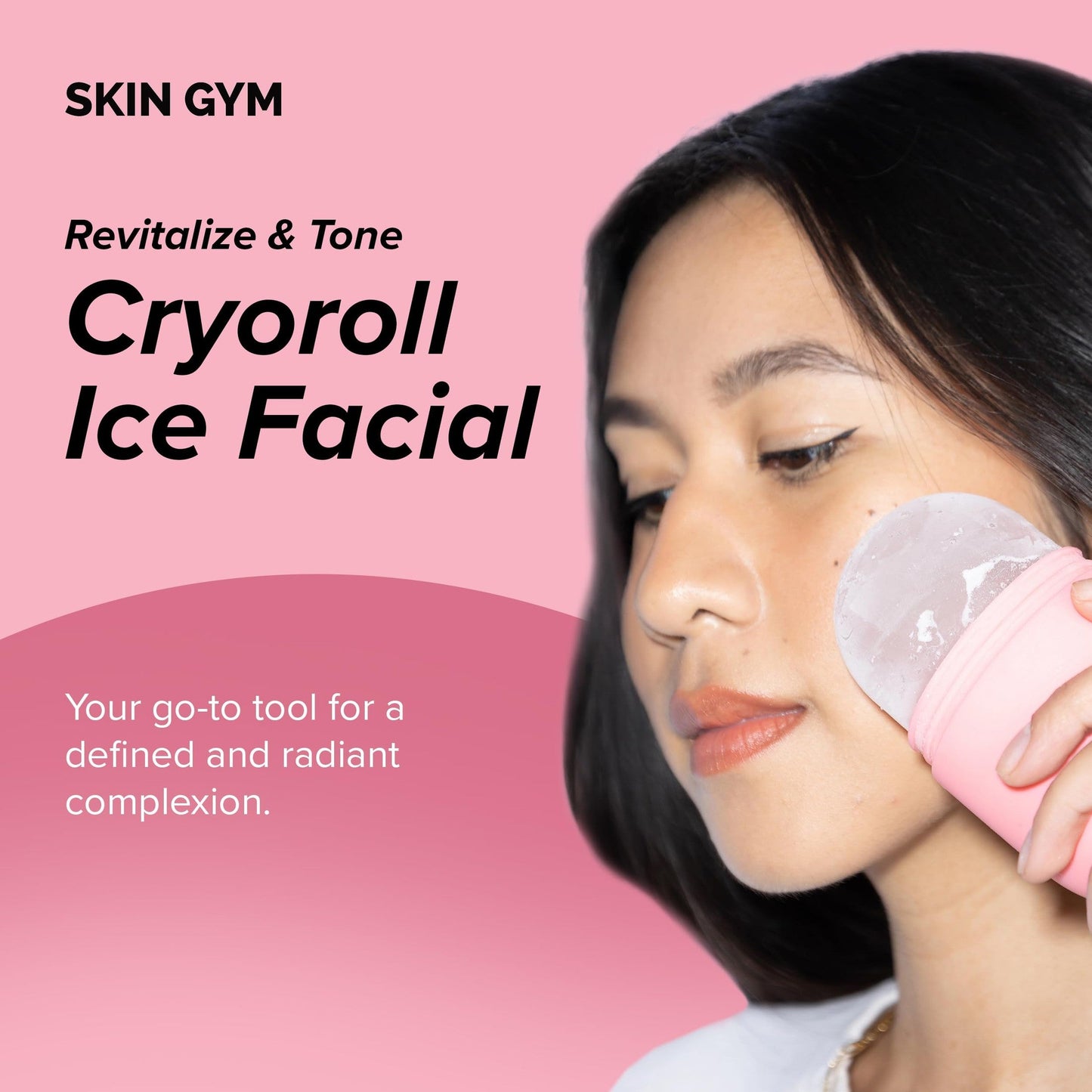 Skin Gym Ice Roller for Face, Depuffing & Cooling Tool, Minimizes Pores & Soothes Skin, Cold Therapy for Glowing Complexion - Medaid International