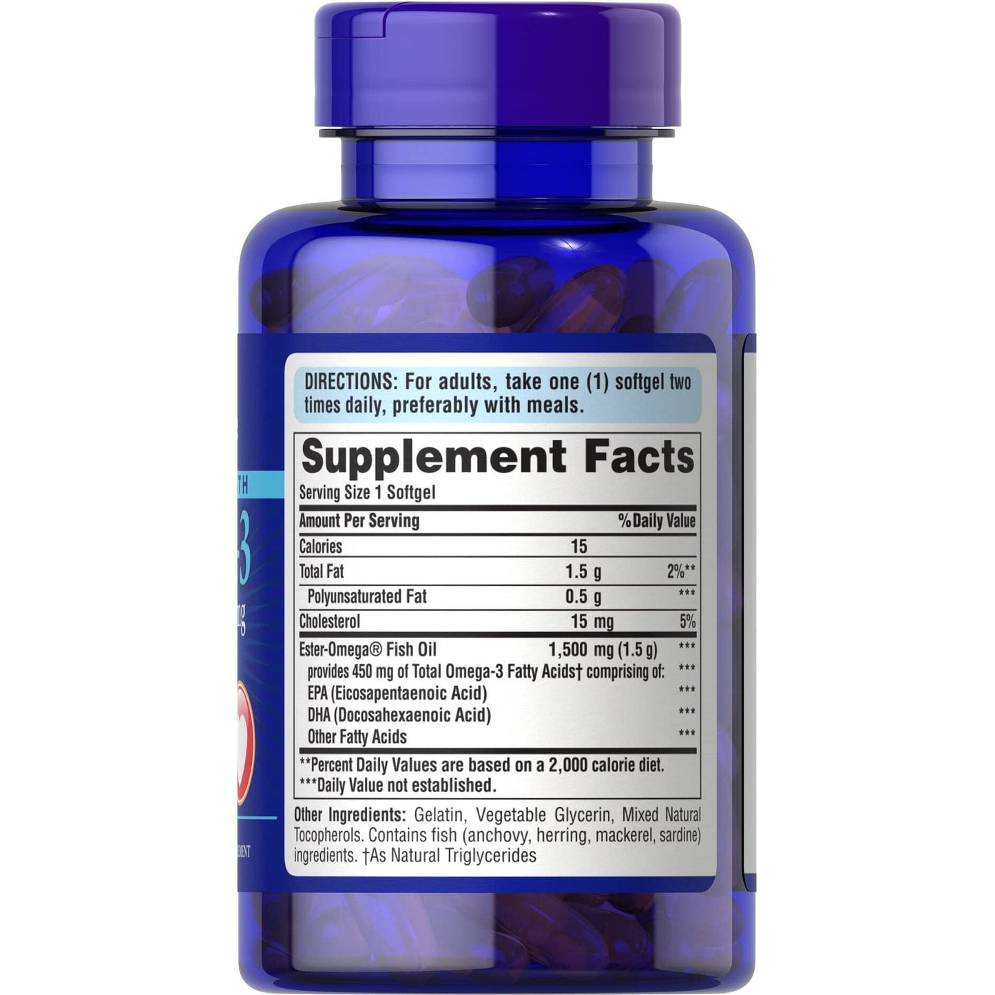 Puritans Pride Extra Strength Omega-3 Fish Oil 1500 Mg 450 Mg Active Omega-3 Softgels, 60 Count - Medaid International