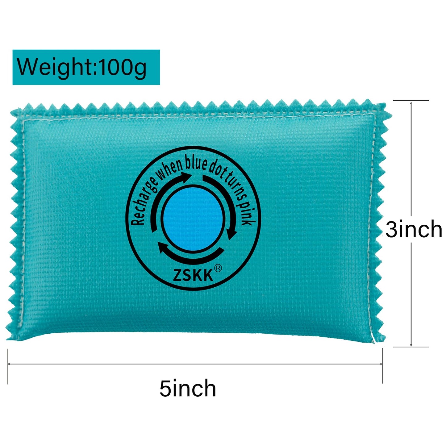 ZSKK 100g Rechargeable Desiccant Pack of 5,Silica Gel Desiccant Packets,Moisture Absorbers for Storage Bins, Suitcase,Gun Safe, 3D Filaments, Electronics,Desiccant Dehumidifier for Closets,Cars - Medaid International