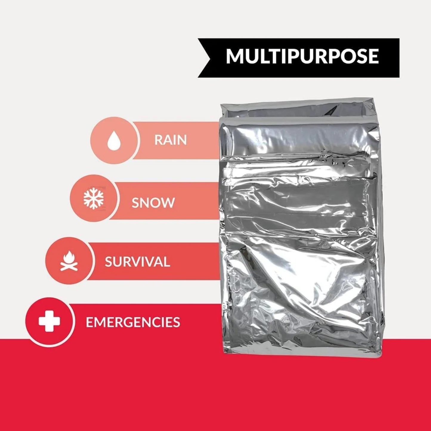 MEETSWEET Emergency Rescue Blanket Outdoor Survival Blanket Waterproof, Windproof, Warm, Sunscreen Lightweight and Portable Suitable for First Aid Bags and Outdoor Camping, Silver, 12pcs
